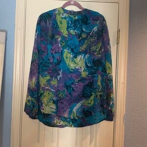 Turquoise/Purple Tunic with separate shell and beaded neckline